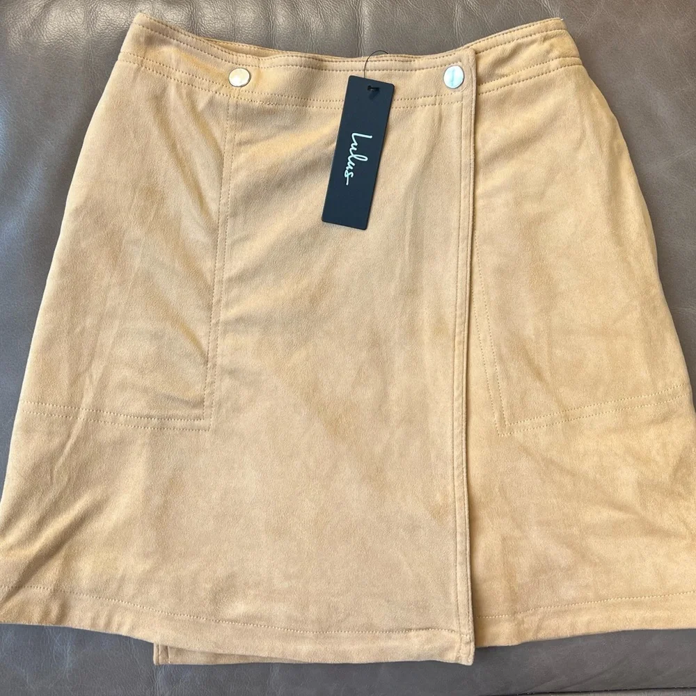 Lulus Let’s Wrap It Up Tan Suede Wrap Mini Skirt | Tan | Women’s XS - Picture 13 of 14